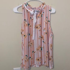 Orange and white striped and Flower tank top.